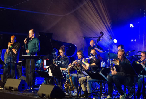 The Jazz Station Big Band in the studio in early September